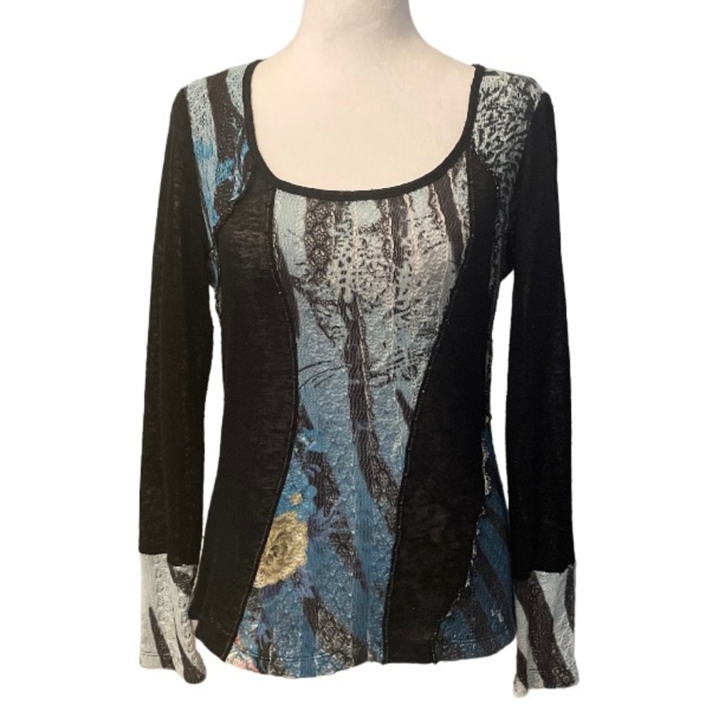 Alberto Makali knit leopard & floral print sweater, Size Medium